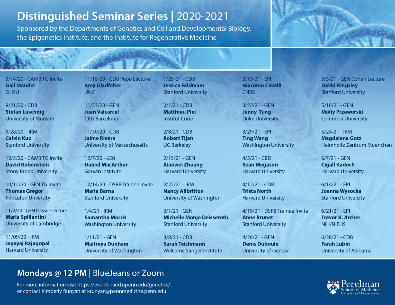 2020-2021 Distinguished Seminar Schedule